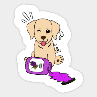 Naughty Golden Retriever Spills a jar of grape jam! Sticker